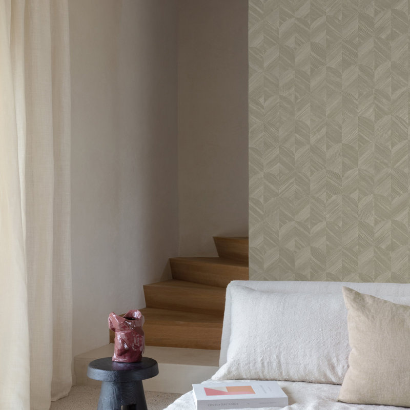 Surfaces Collection Geometric Prism Wallpaper Roll, Grey