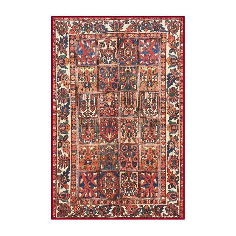 Tapis oriental brun / bleu / beige, Rectangle 7 pi x 9 pi
