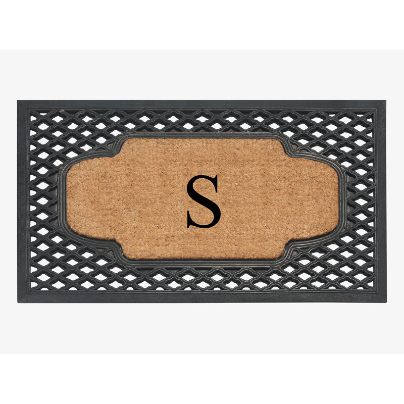 Tapis de porte d'extérieur antidérapant naturel 23 pi x 38 po à motif de coco naturel Alha, S