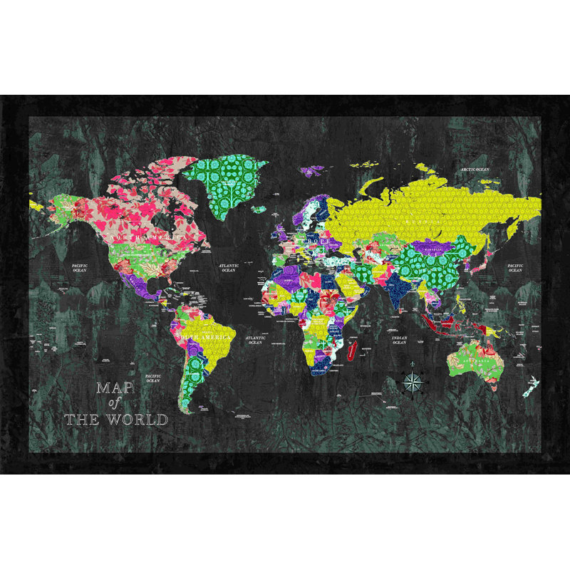 «Quilted Map of the World», impression sur toile tendue, H 20 po x l 30 po