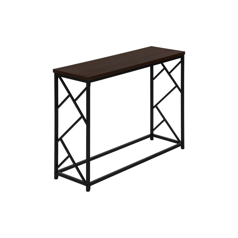 Table d'appoint, console, vestibule, étroit, canapé, salon, chambre à coucher, stratifié brun, métal noir, contemporain, moderne