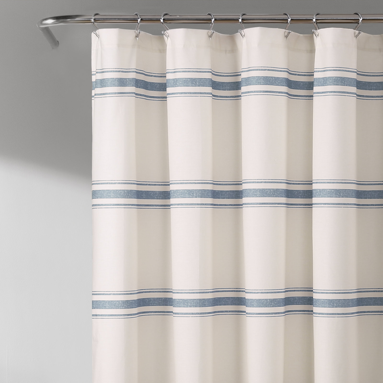 Gilroy Cotton Striped Shower Curtain, Blue
