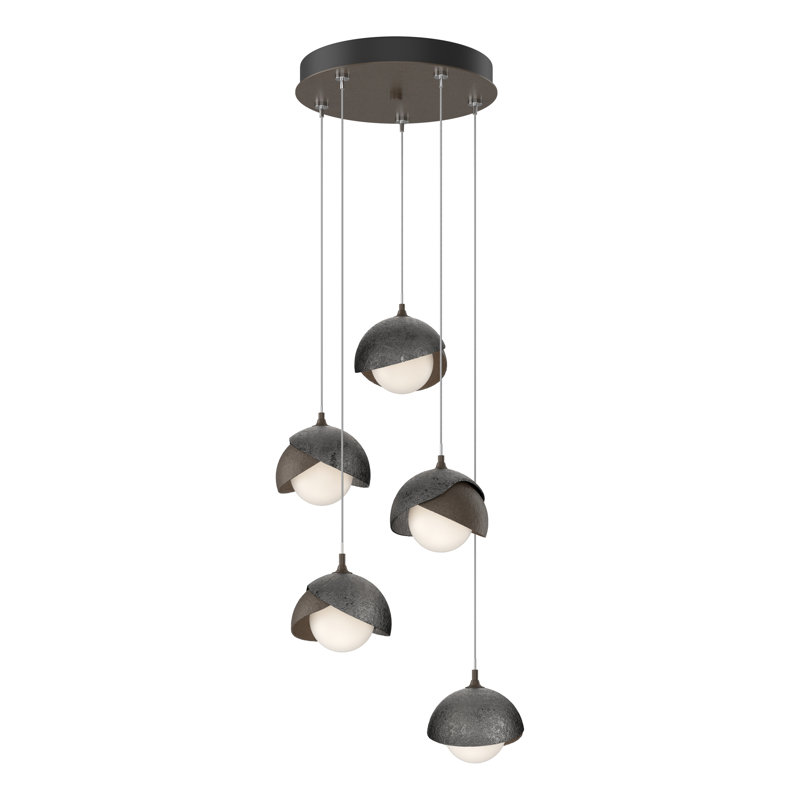 Brooklyn 5 - Light Cluster Geometric Pendant, Standard: 15" to 80", Bronze, Black