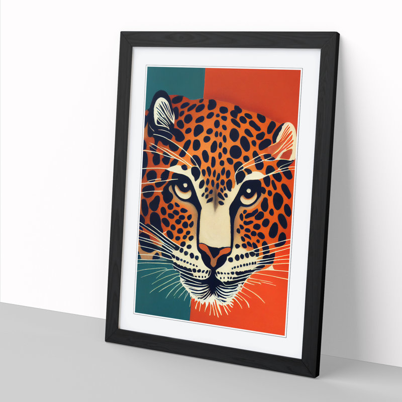 Leopard Ornament - Picture Frame Print, Black, 34cm H x 25cm W x 2cm D