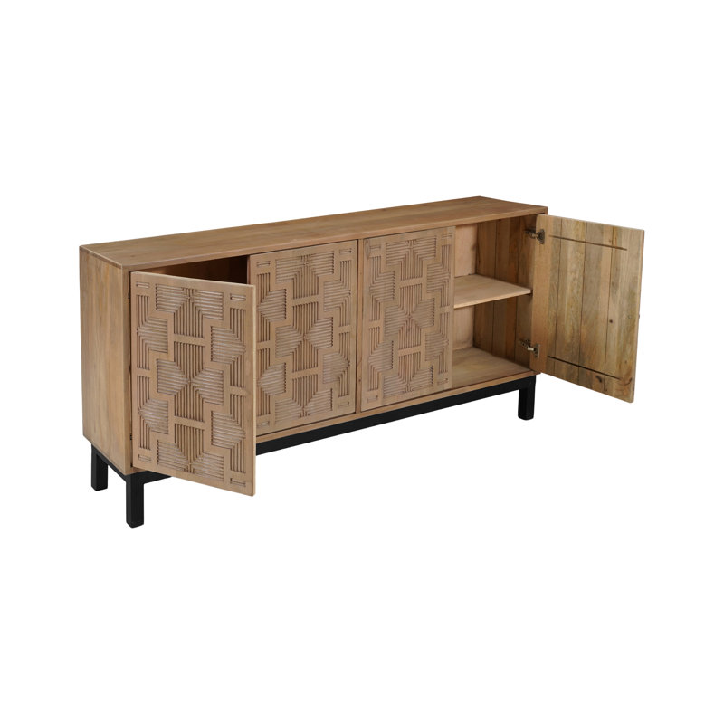 Buffet en bois massif sculpté 4 portes