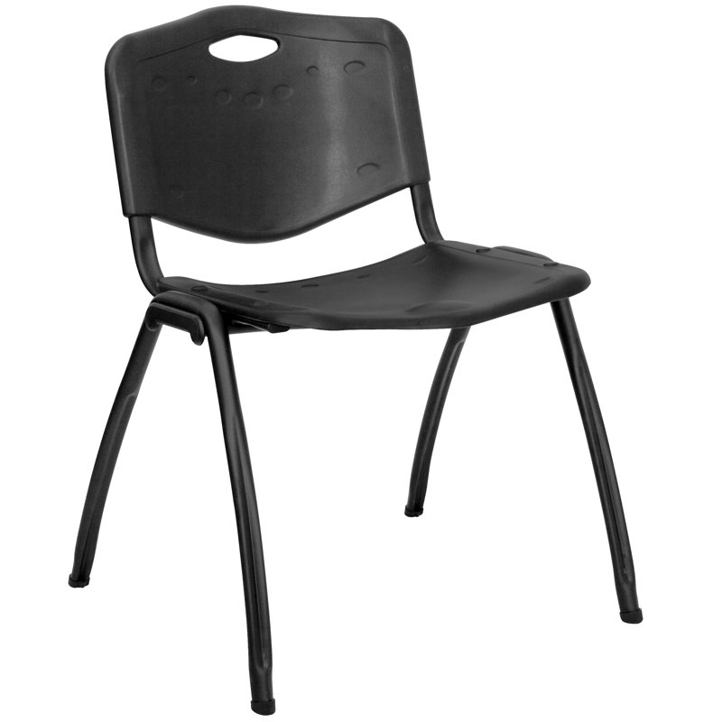 Chaise empilable en polypropylène noir Laduke, Ensemble de 10