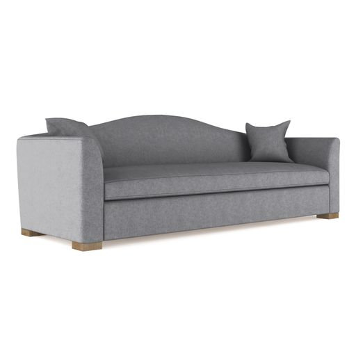 Horatio Camelback Taper Curved-Arm Sofa, Box Weave Linen Alabaster, 33" H x 96" W x 36" D, Weathered
