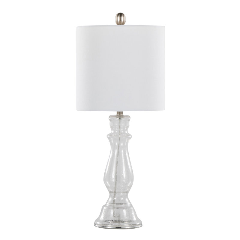Ensemble de 2 lampes de table 24 po en verre grainé transparent avec abat-jour en lin blanc 24 po