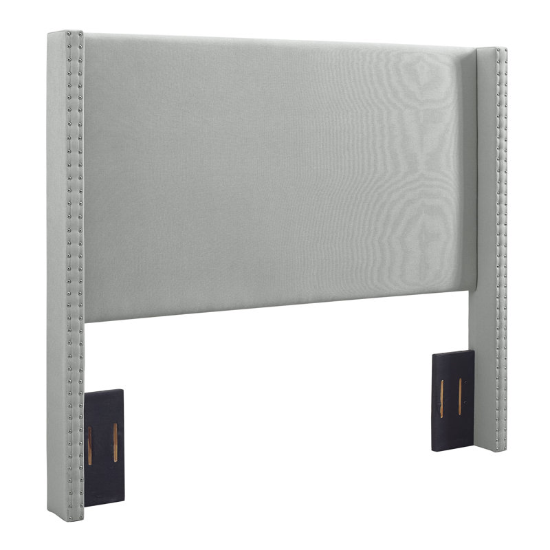 Tête de lit tapissier Benedict, Lin gris tourterelle, Double / Grand