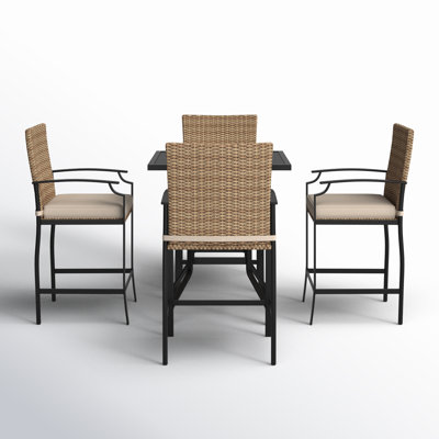 Square 4 - Person 32" Long Bar Height Dining Set with Cushions by Lark Manor