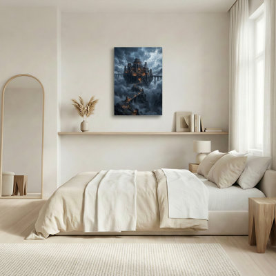 «Gallery Wrap», art mural sur toile pour le salon, la chambre à coucher, le bureau ou le vestibule - décoration murale décorative avec château fantastique