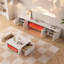 Meuble télé de foyer électrique blanc laqué ultrabrillant de style crème minimaliste avec flamme créative simulée 3D, armoire de rangement haut de gamme pour le salon-137800261