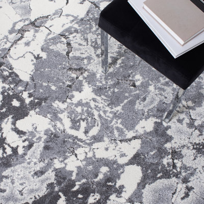 Abstract Gray/Ivory Area Rug