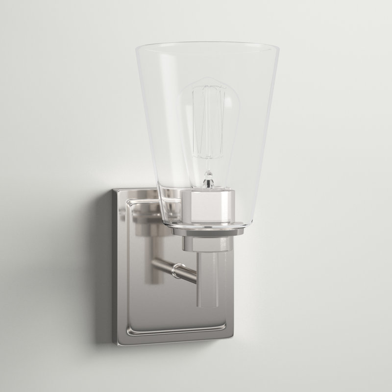 Lanning 1 Light Armed Wall Sconce, Satin Platinum