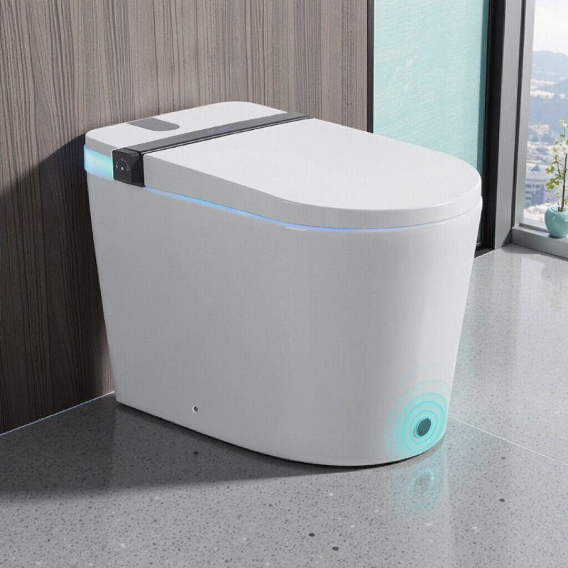 Toilette moderne et intelligente avec siège de bidet, ouverture / fermeture automatique, siège chauffant, modes multi-nettoyage, capteur de pied