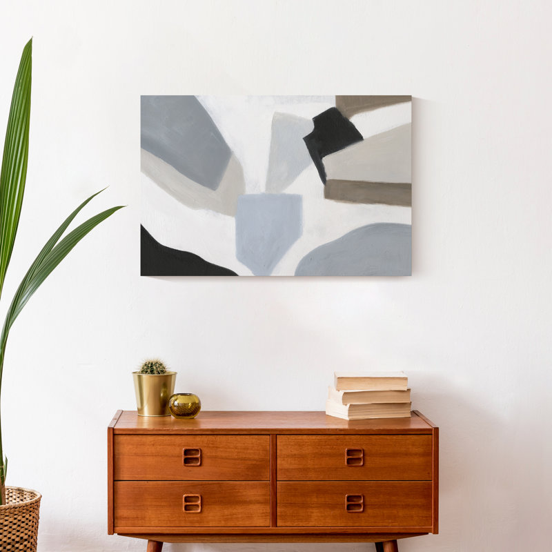 «Neutral Abstract with Soft Shapes», peinture sur toile, Toile tendue, H 16 po x l 24 po x P 1,25 po