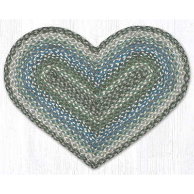  Tapis en forme de cœur tressé à la main sauge / ivoire / bleu colons - Accent douillet