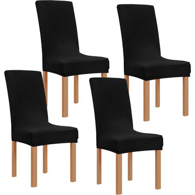 Housse extensible pour chaise de salle à manger en élasthanne - noir - ensemble de 4, ajustement universel, amovible, lavable