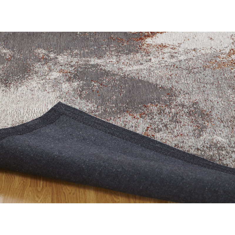 Seren Cotton Area Rug in Gray/Red/Peachy Pink, Rectangle 2' x 3'
