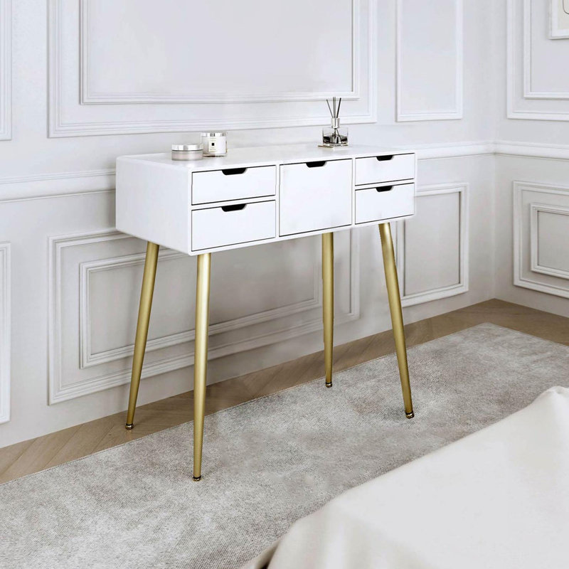 Lulette Dressing Table, White/Gold