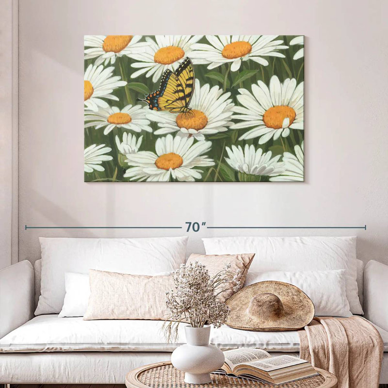 Harnek Daisies And Butterfly