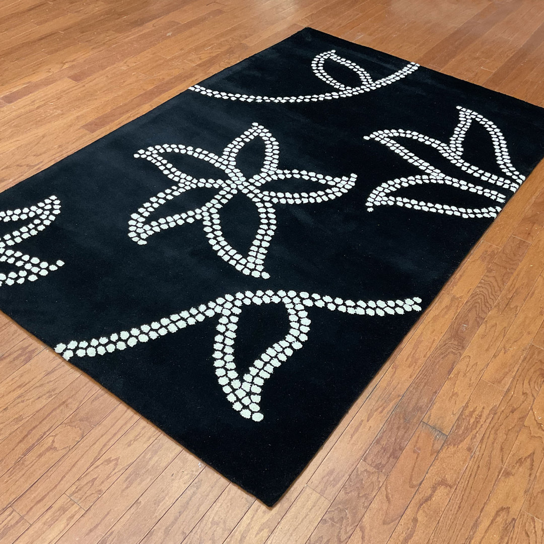 Hand Tufted Black/White Area Rug Herat Oriental Rug