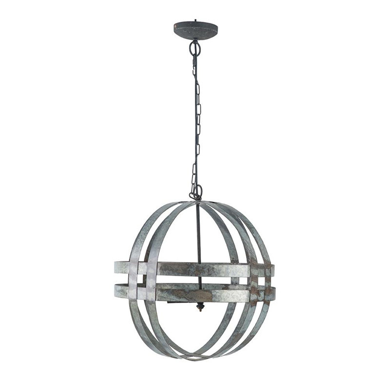 Gray Galvanized Metal 4-Light Chandelier
