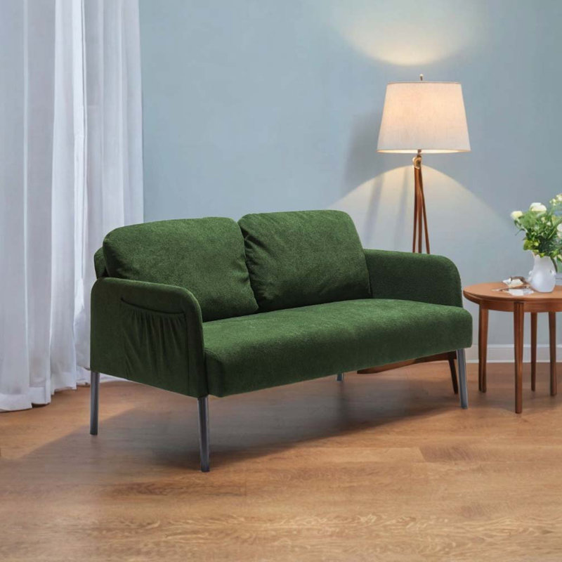 2 Seater Polyester Fabric Sofa, Green