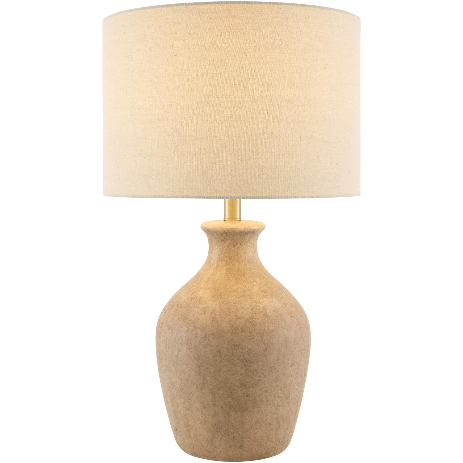 Ceramic Table Lamp, Distressed Brown, Beige