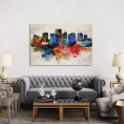«Richmond Abstract Skyline» par Walldecoraddict - Toile tendue, estampe numérique sur toile tendue