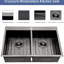 Évier de cuisine à double cuve en acier inoxydable de calibre 18 - acier inoxydable noir 33 po x 22 po, structure stable en acier 33 x 22, cuve fonctionnelle