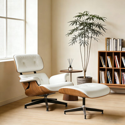 Leather Swivel Lounge Chair And Ottoman