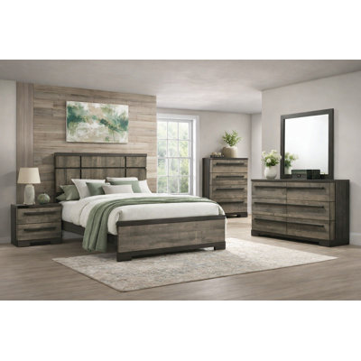 Modern Upholstered Panel Bedroom Set in Gray