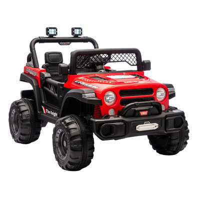 12V Kids Electric Ride-On Truck with Parent Remote Control, 3 Speeds up to 6 MPH, Dual 550W Motors, Safety Belt, Spring Suspension, LED Lights, and Music, Red