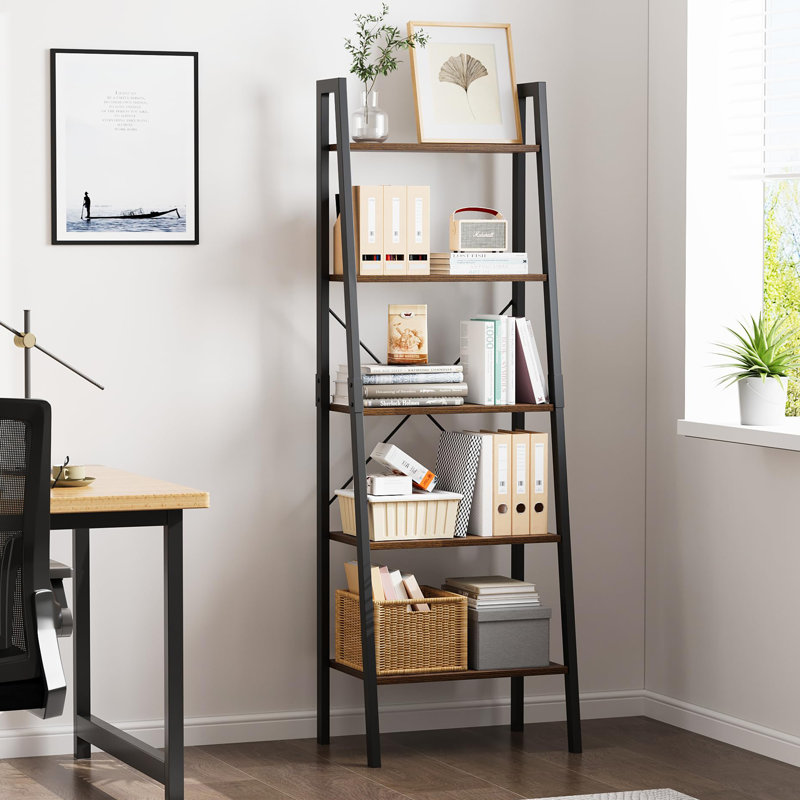 Support pour bibliothèque 5 niveaux, Brun rustique