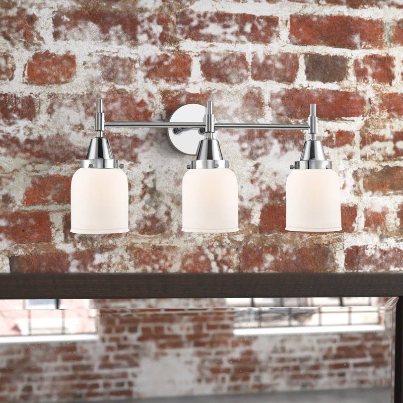 Éclairage pour meuble-lavabo à 3 lumières à intensité variable Gayle, Blanc mat, Chrome poli, Ampoule non incluse