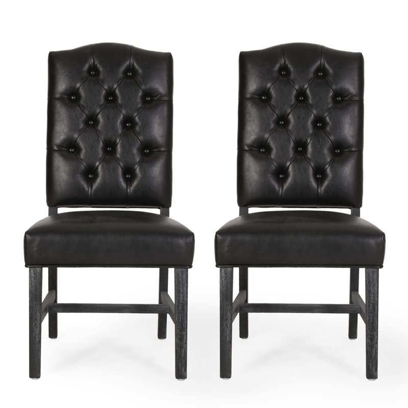 Chaise d'appoint capitonnée, Noir, Noir