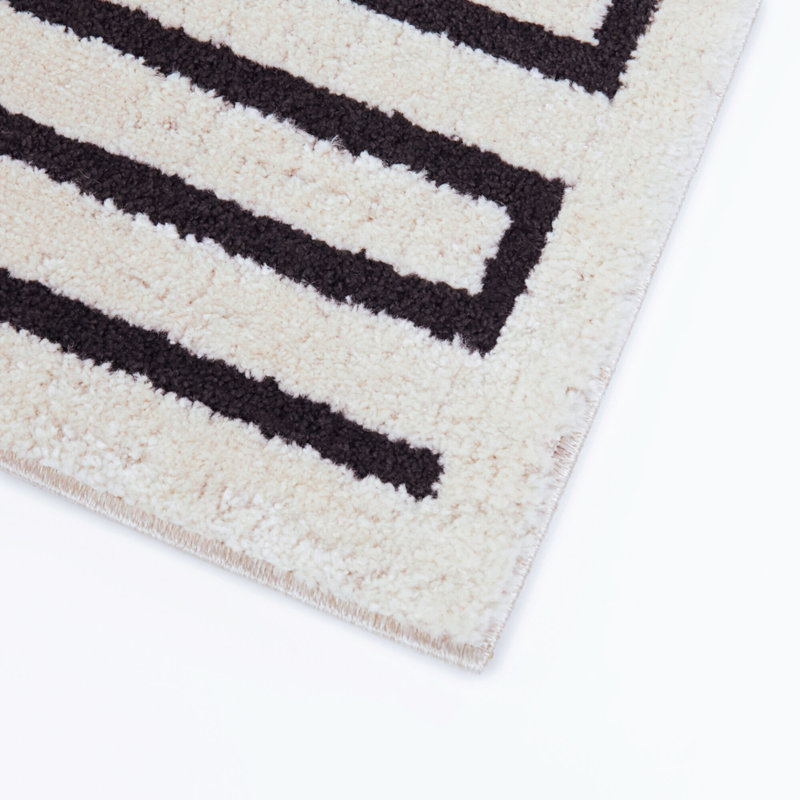 Grenville Cream/Black Geometric Modern Area Rug, 5'3" x 7'