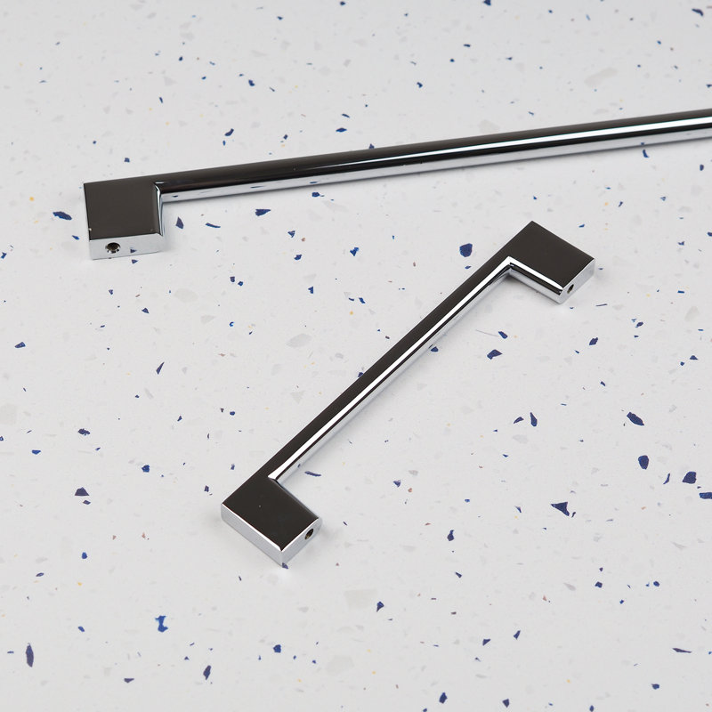 Polished Chrome Slim Square D-Bar Handles, 128mm