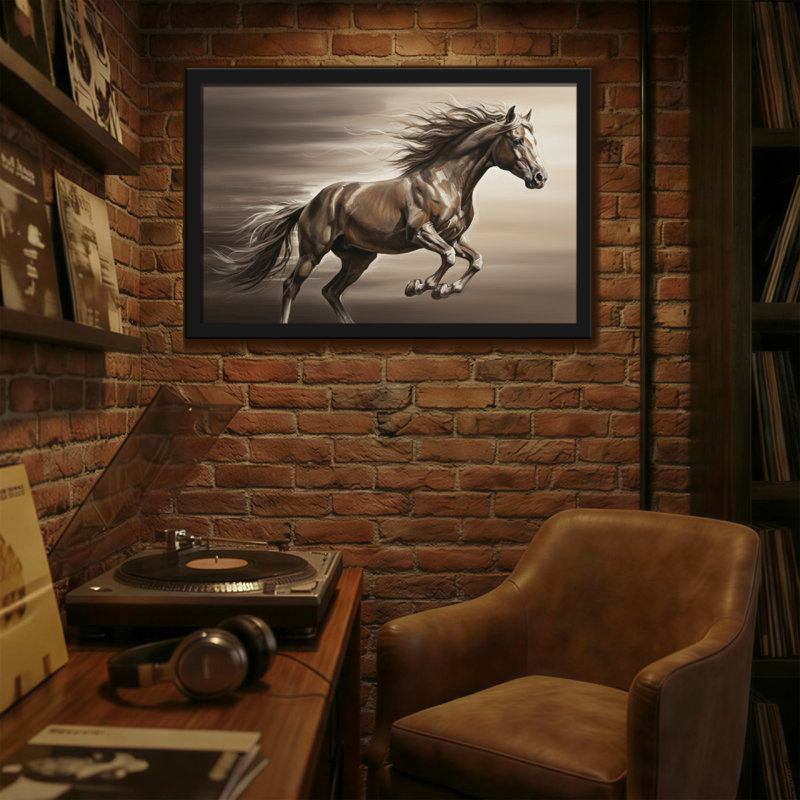 Animals Running Horse Art Print Canvas Wall Decor, 12" H x 18" W