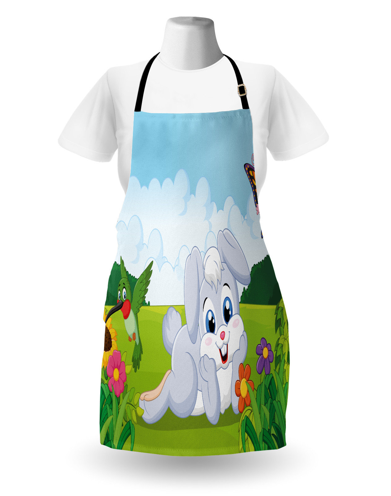 East Urban Home Rabbit Apron Unisex, Rabbits Grass Bees, Adult Size ...