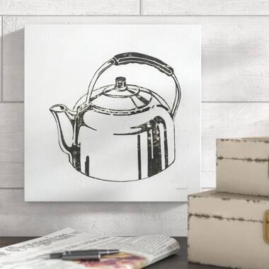 16 x 16 Retro Tea Kettle Kitchen by Kathrine Lovell Framed Wall Canvas - Amanti Art