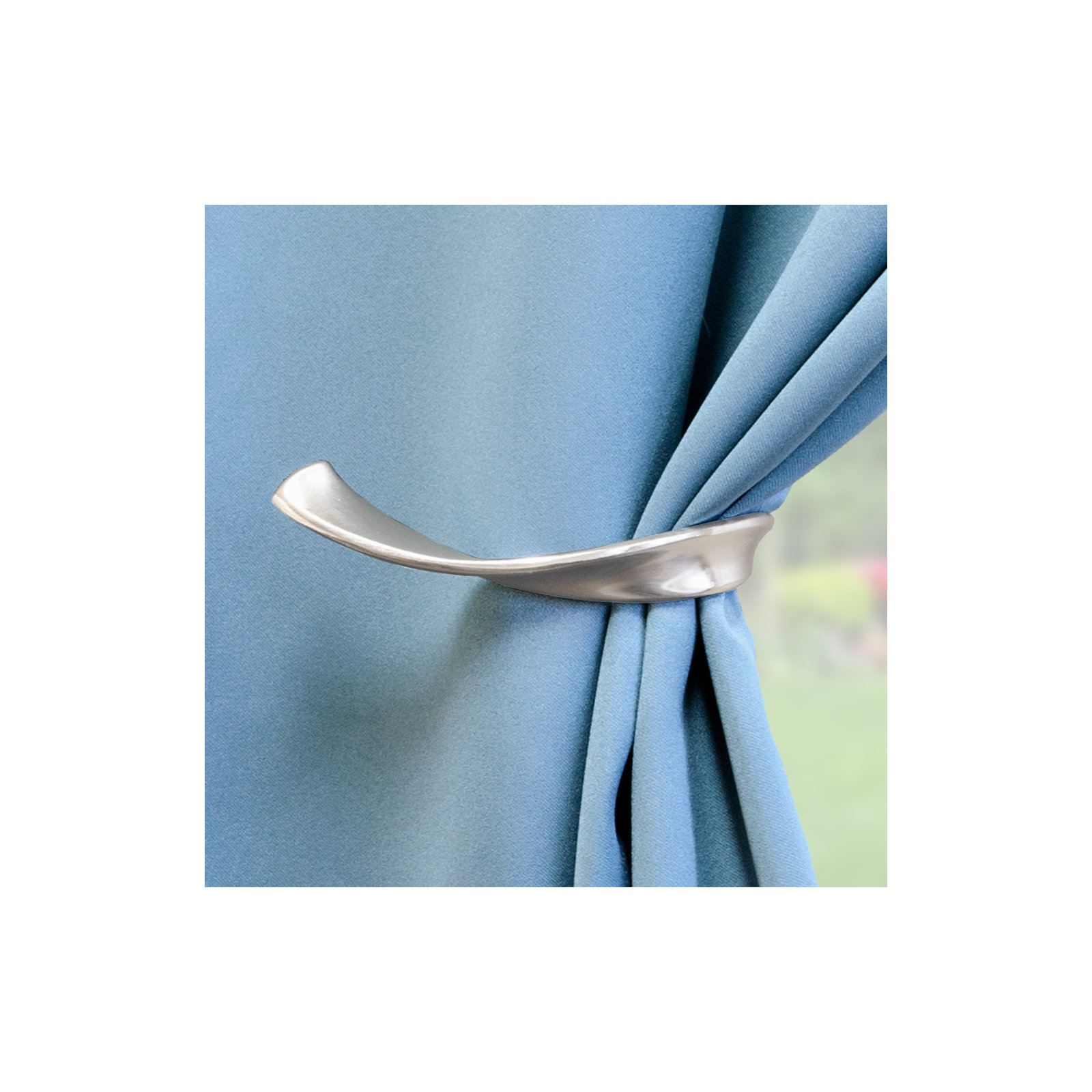 Presley Drapery Curtain Holdback, Plated Brushed Nickel