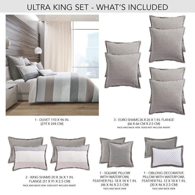 Ultra 8-Piece Duvet Set - Grey