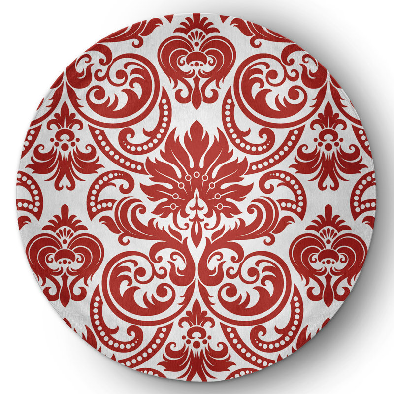 Barbarita Chenille Floral Indoor / Outdoor Rug, Round 5'