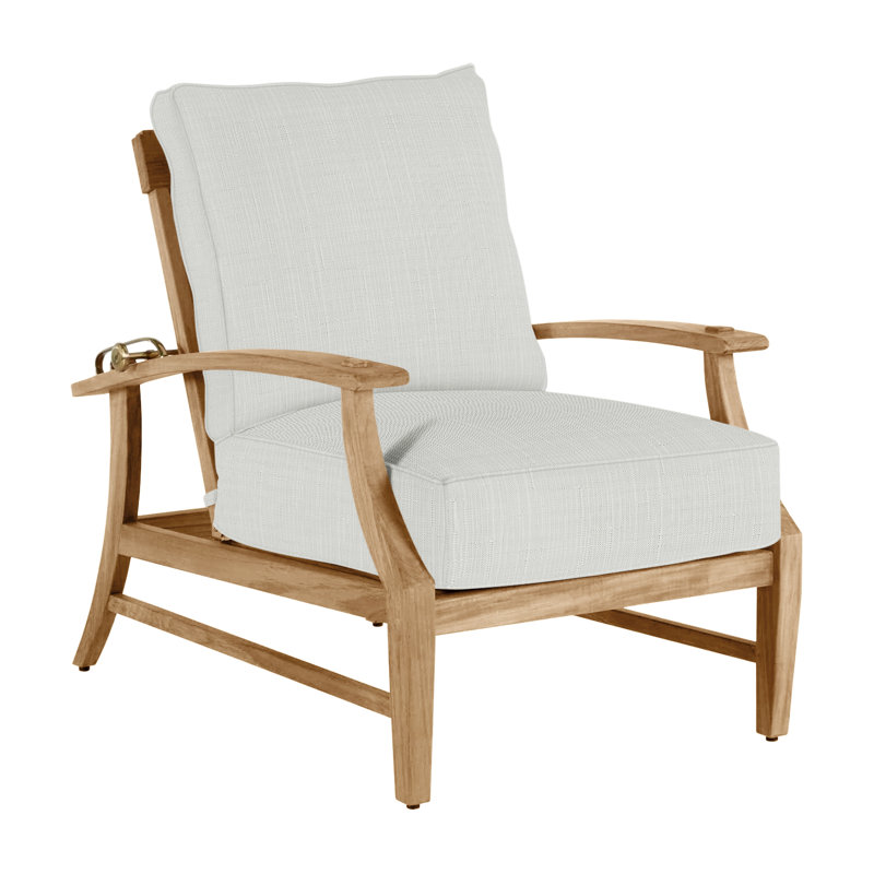 Croquet Teak Patio Chair with Cushions, Natural Teak, Welt, Verona Silver Sunbrella®
