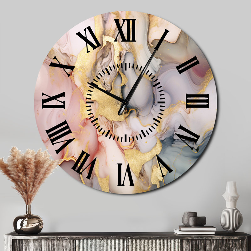 Horloge murale grise et rose Tender, Surdimensionné