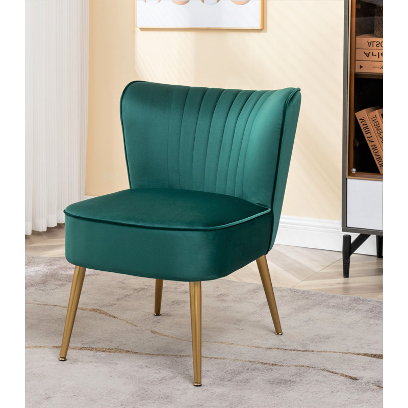 Upholstered Slipper Chair, Green