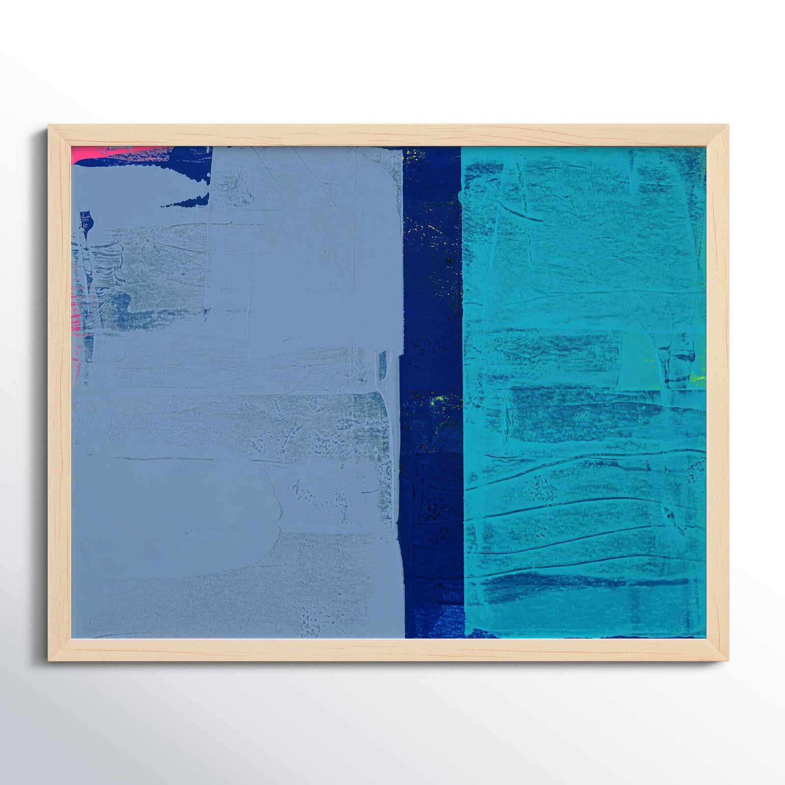 Bold in Blue "Bold in Blue 2" Print, 30" H x 38" W x 1.25" D, Brown Framed