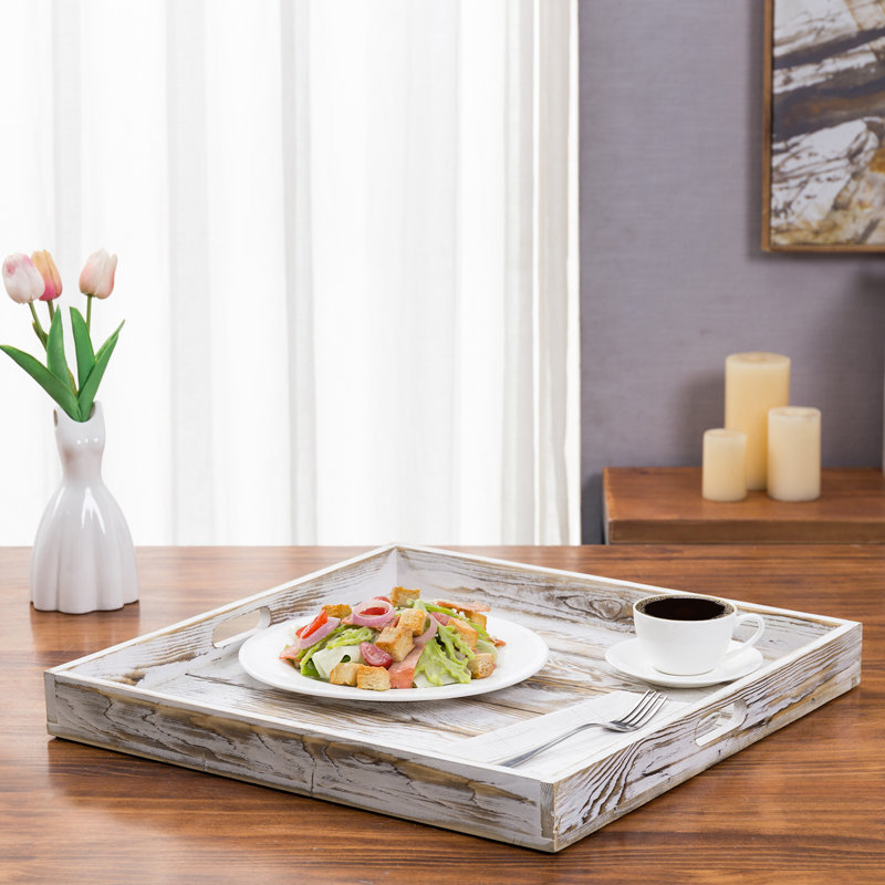 Wooden Ottoman/Coffee Table Tray, White